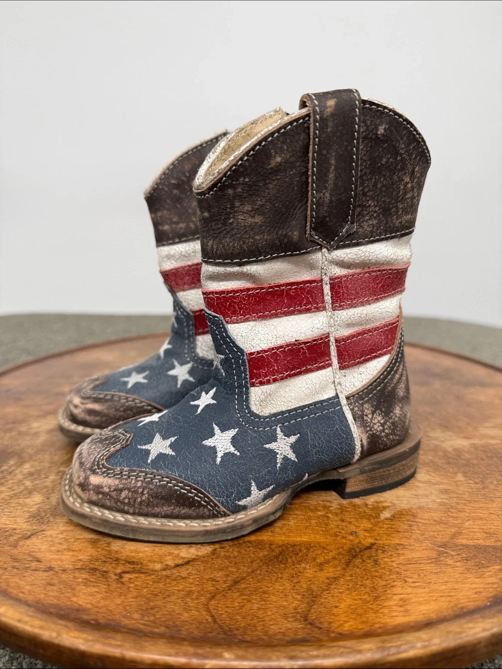 Roper Boots Infants 6 Americana Star Stripe Cowboy Brown Flag Western Baby Kids